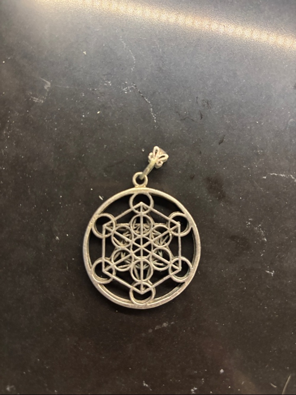 Silver Geometric Mandala Pendant Necklace - Women Jewelry